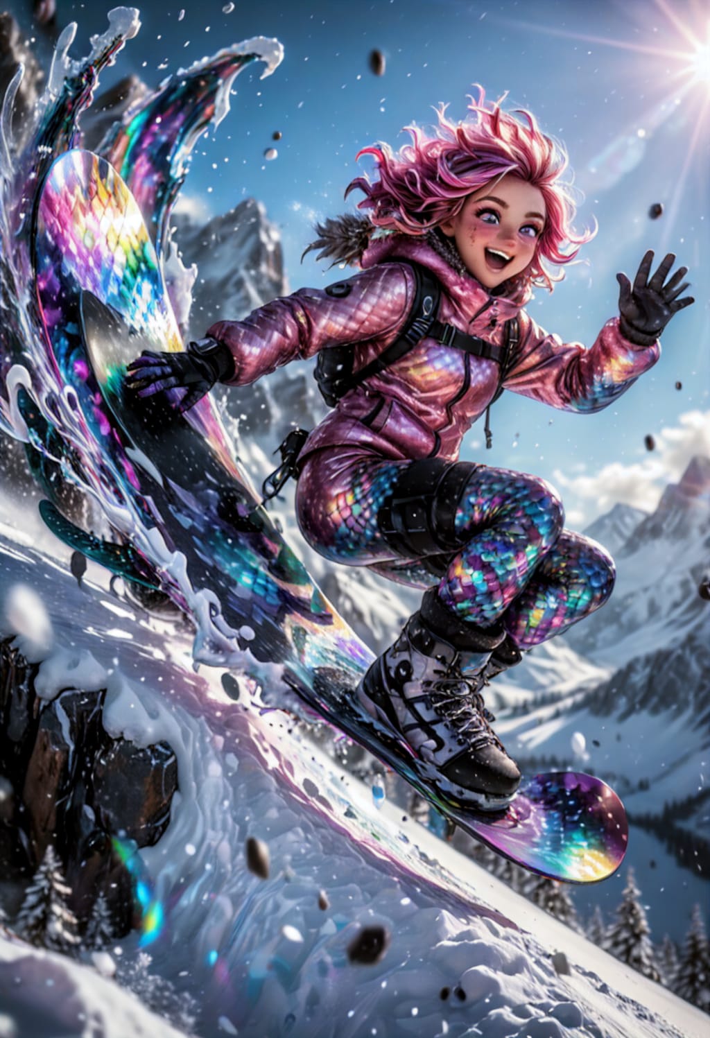 shining snow boarding