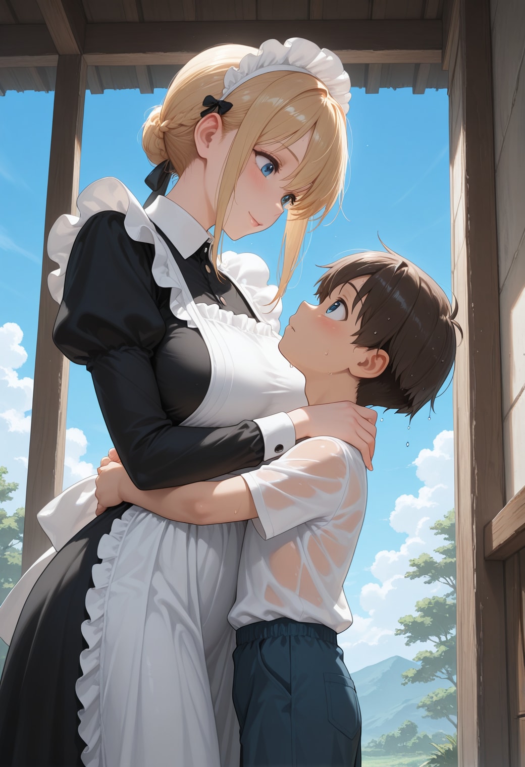 メイドが若旦那のベビーシッターをする！ | の人気AIイラスト・グラビア
