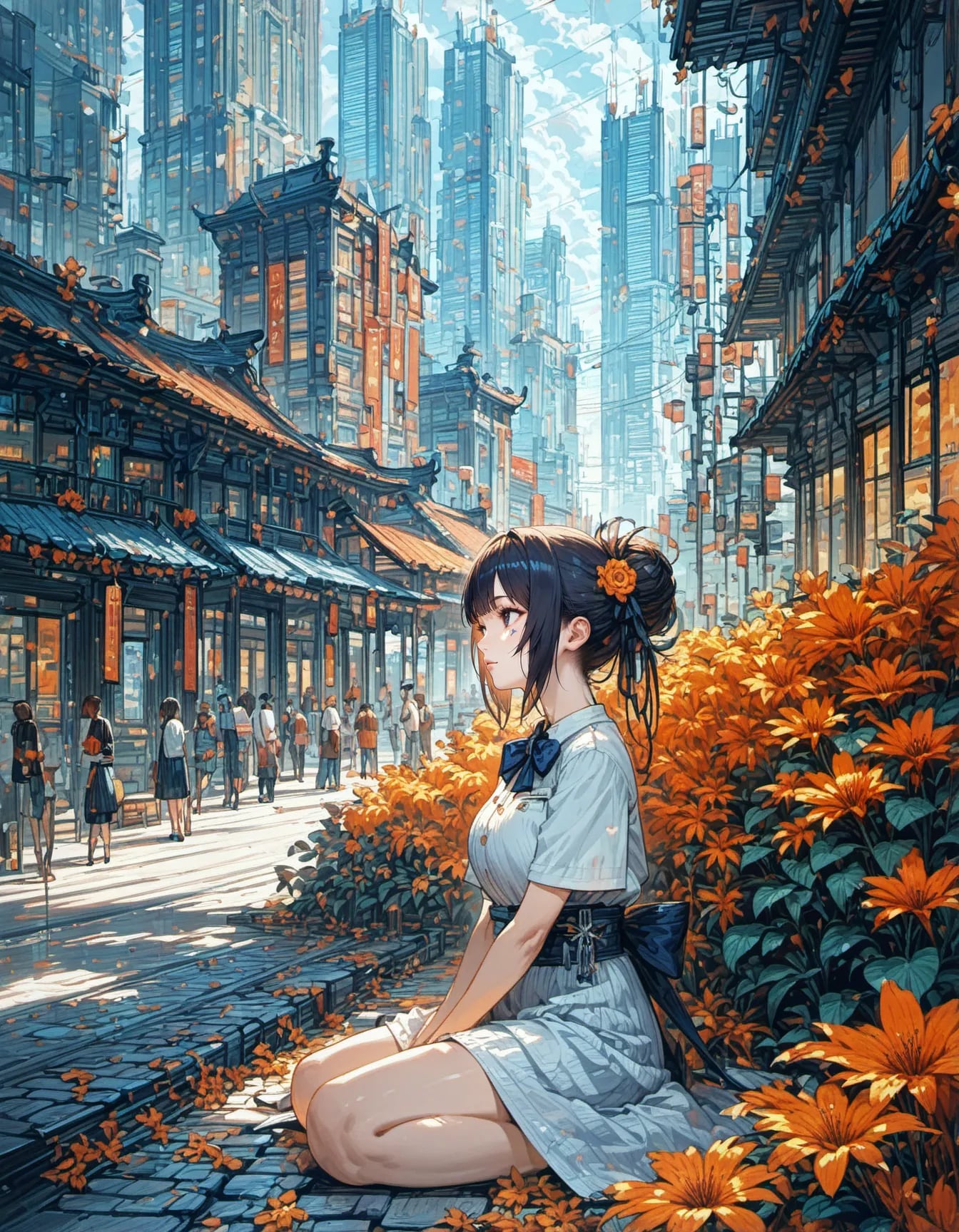 Metropolis Floral Harmony | の人気AIイラスト・グラビア