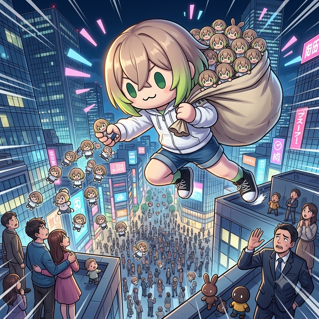 空中から配るボーイッシュ