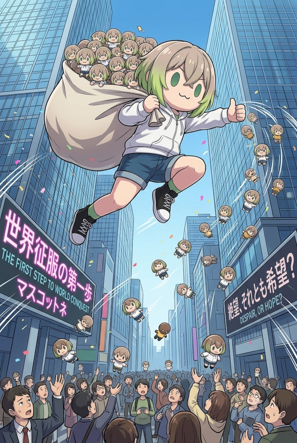 空中から配るボーイッシュ