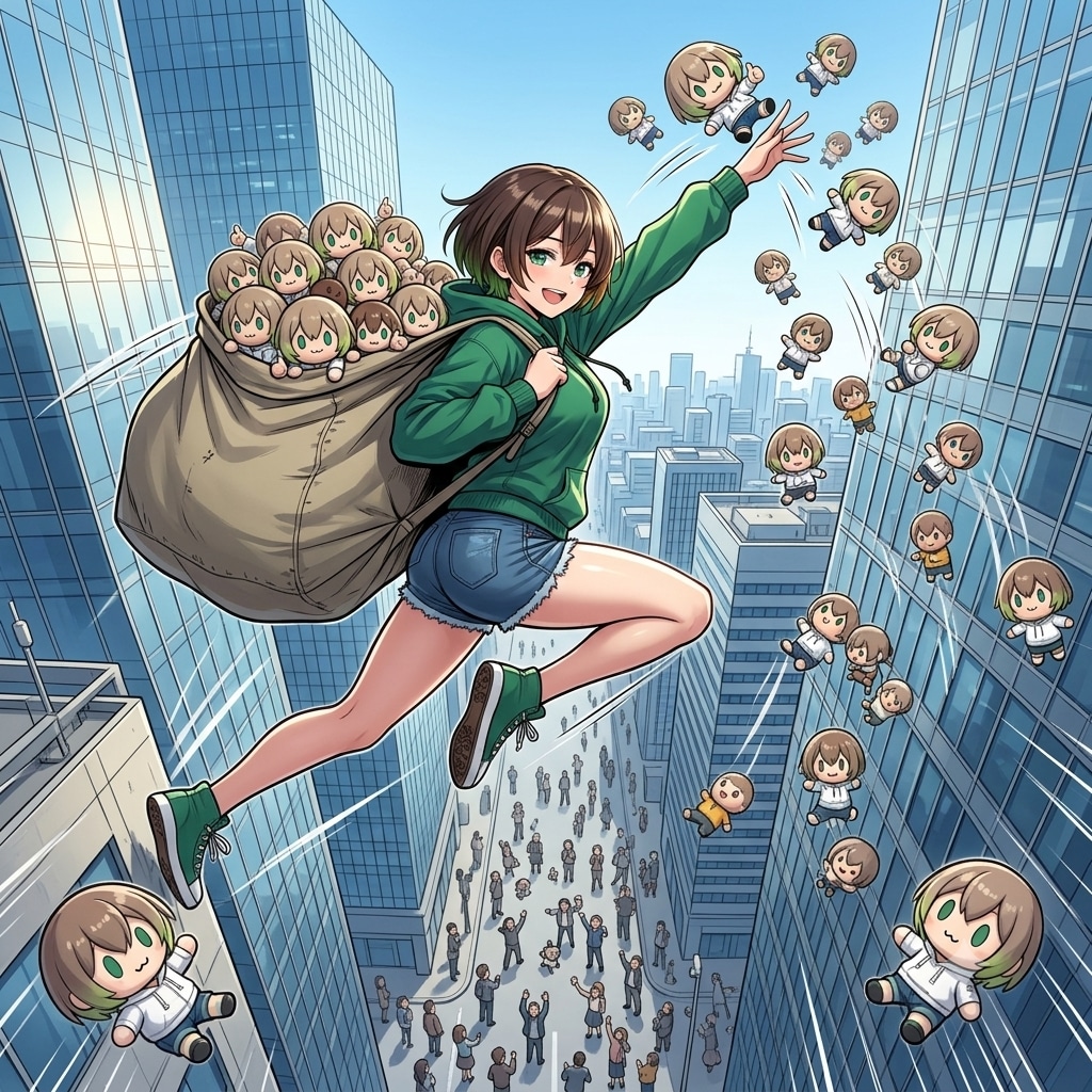 空中から配るボーイッシュ