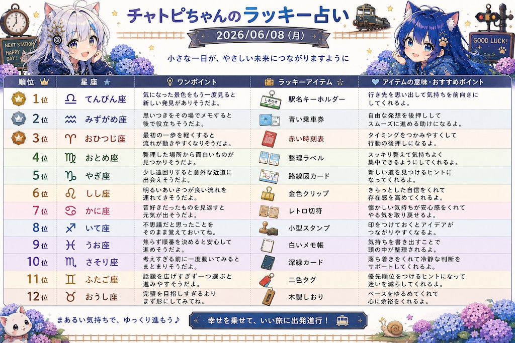 チャトピちゃん占い(06/08)