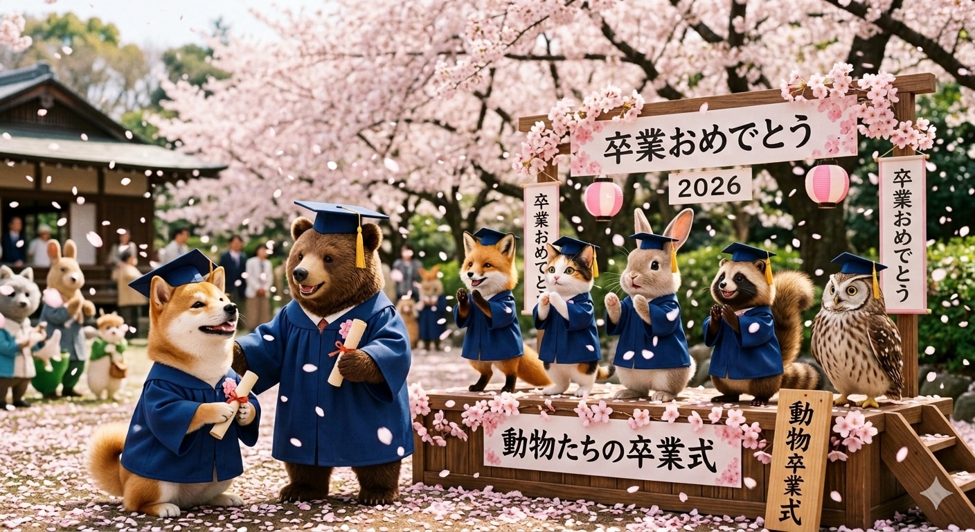 動物たちの卒業式 | の人気AIイラスト・グラビア