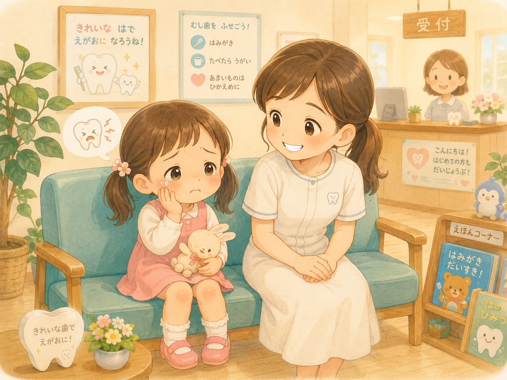 むしばがいたい女の子を言葉責めする女性