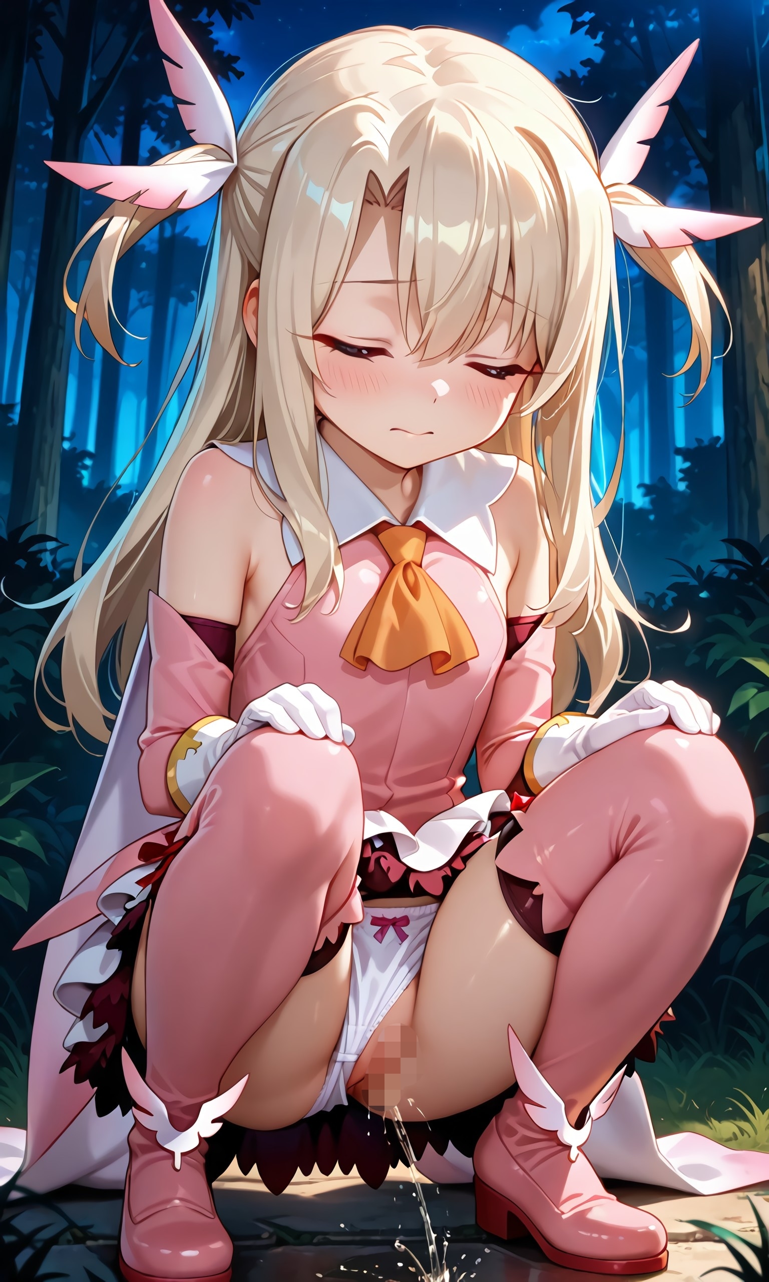 イリヤ　森の中でおしっこ