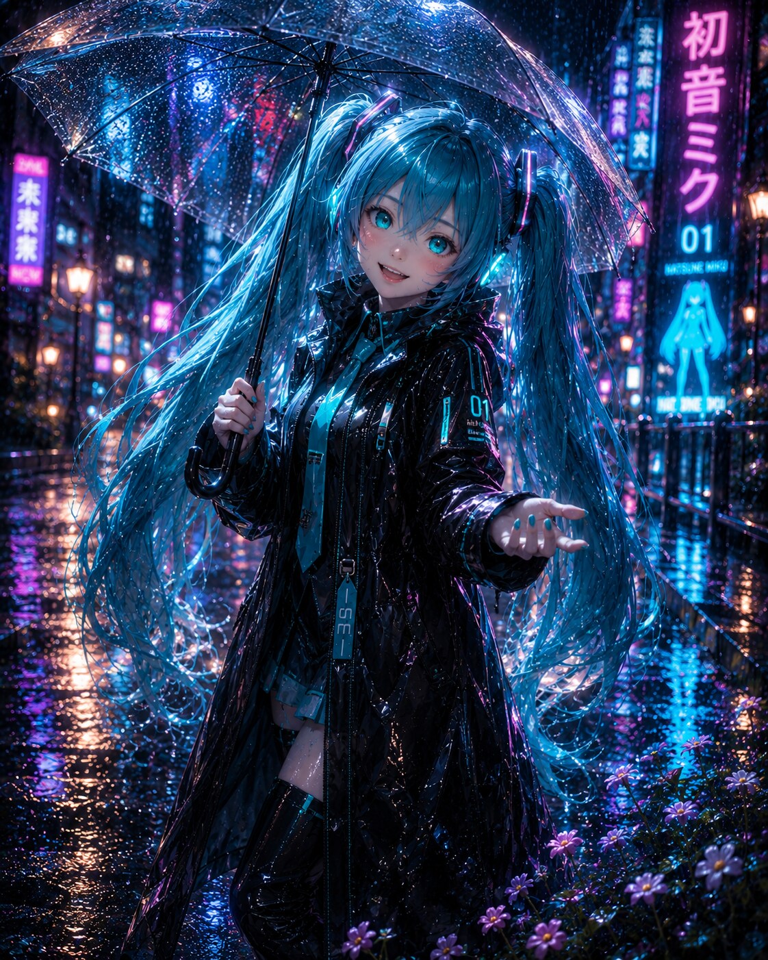 雨の情景　足元の小さな花