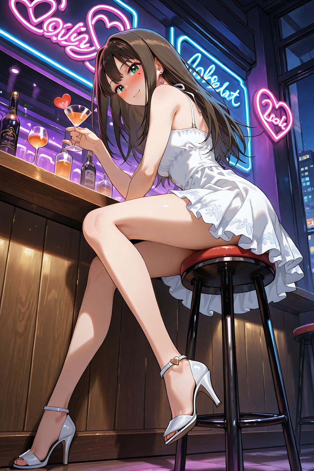 美酒に酔う美人の美脚
