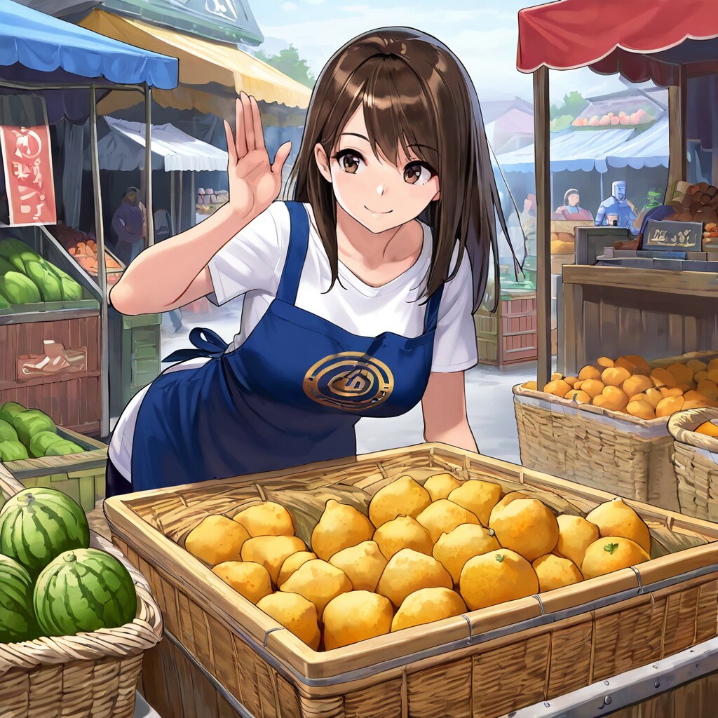 市場で働く女の子