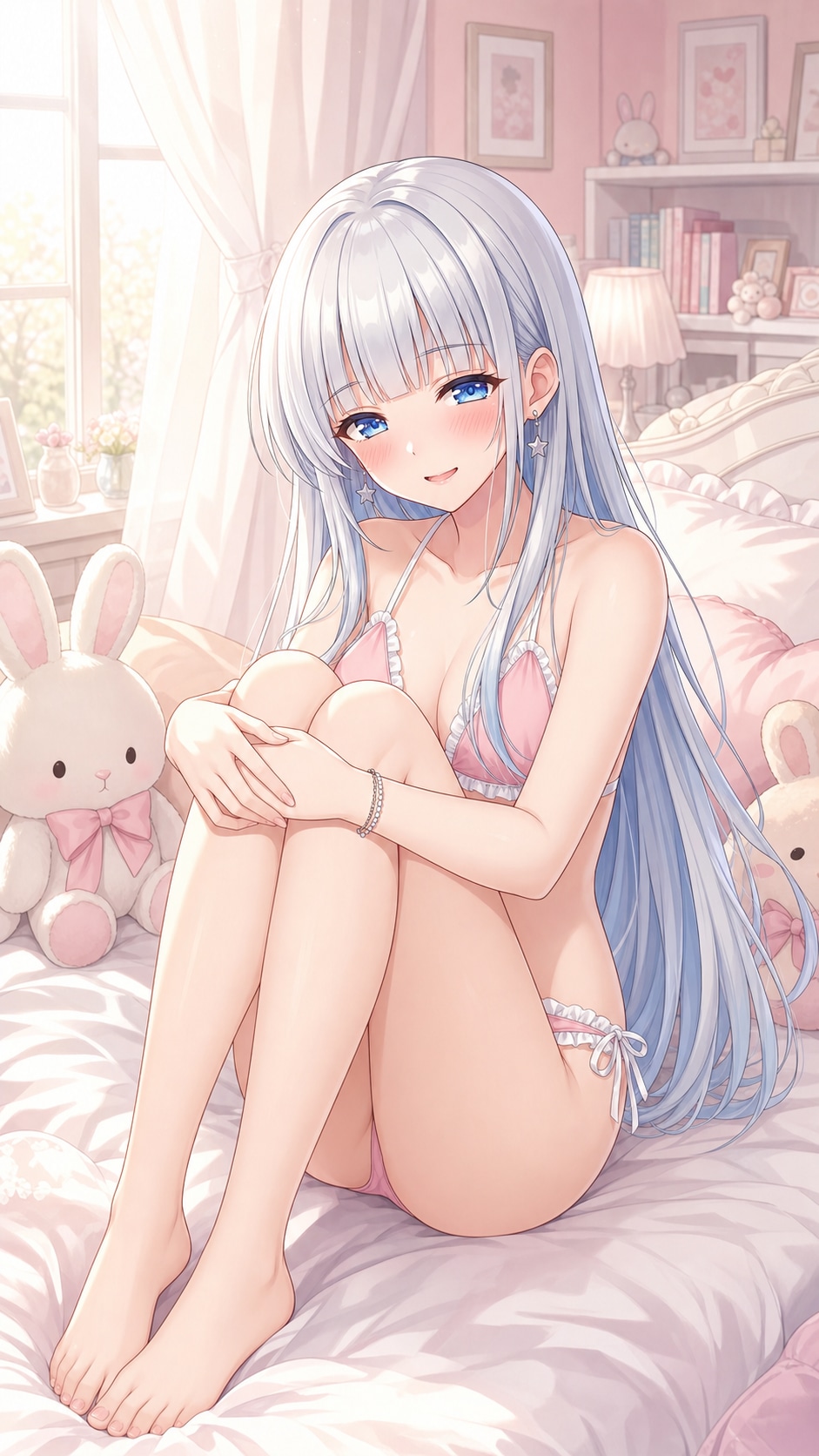 夏の水着、淡いピンク