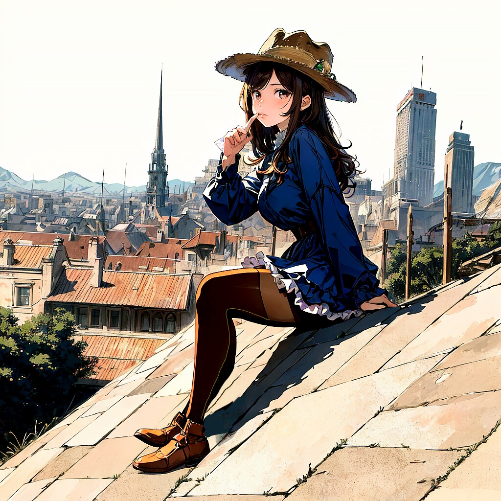 屋根の上の少女② | の人気AIイラスト・グラビア