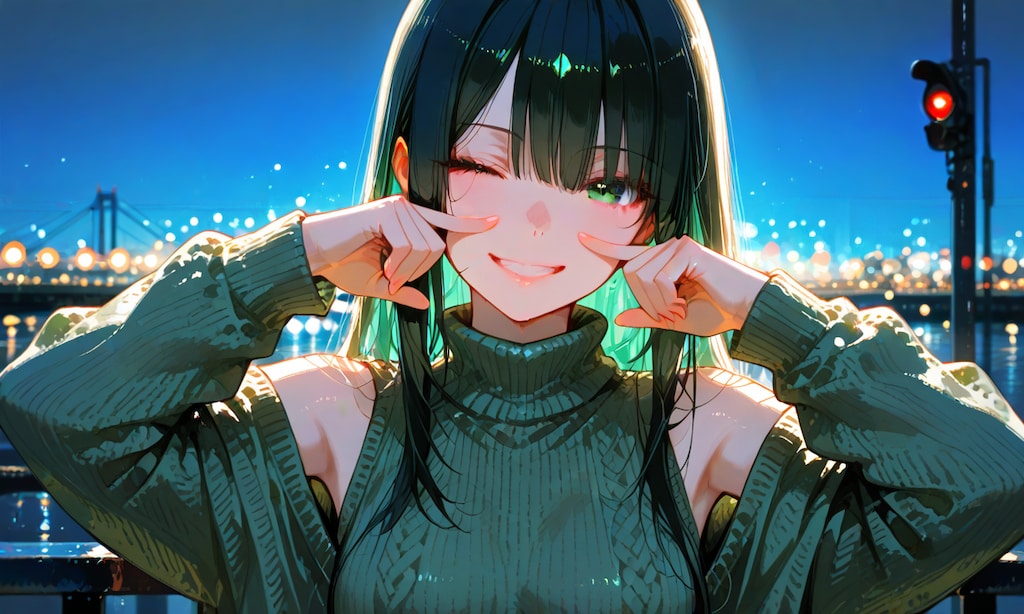 夜の街ではしゃぐ