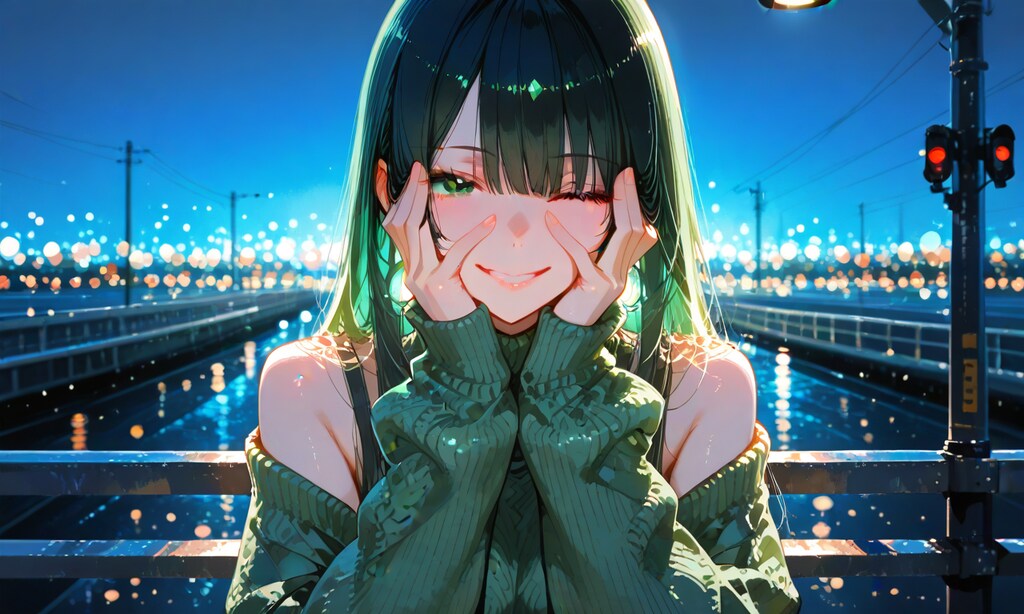 夜の街ではしゃぐ