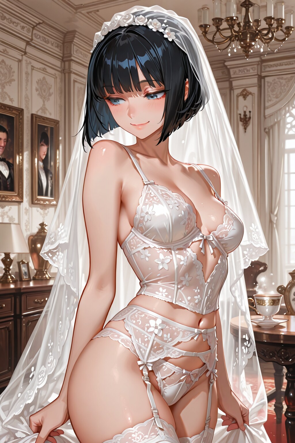 メイドのウェディングランジェリー姿