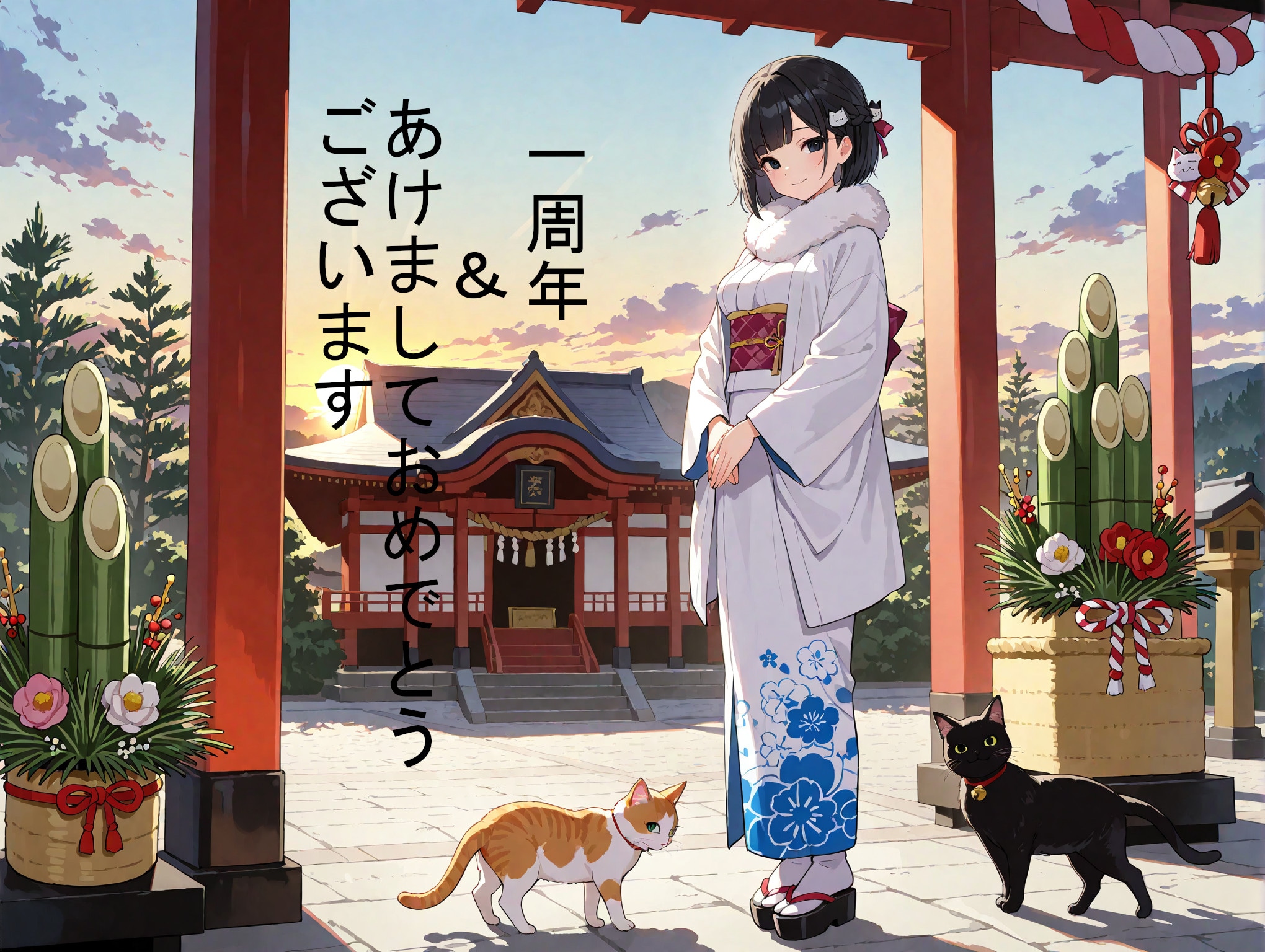 一周年＆あけましておめでとうございます | の人気AIイラスト・グラビア