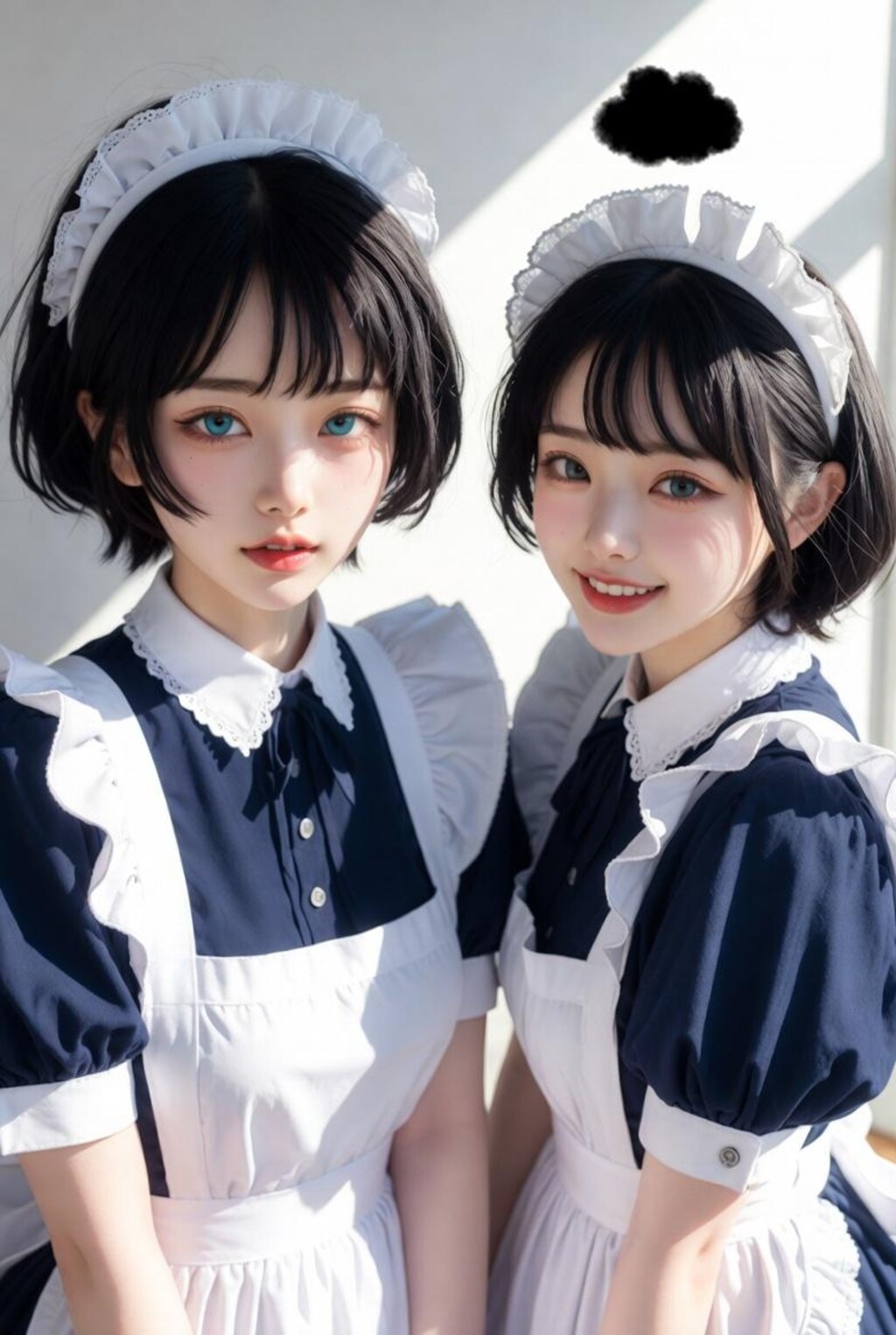 ショートカット母娘の2ショット