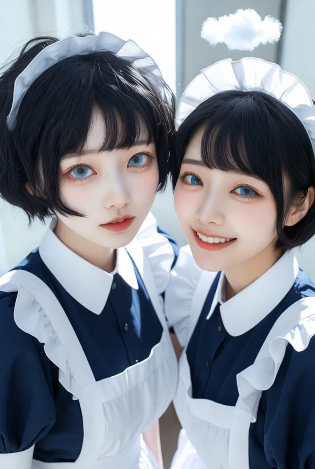 ショートカット母娘の2ショット