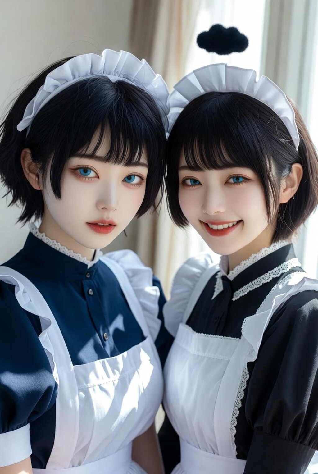 ショートカット母娘の2ショット