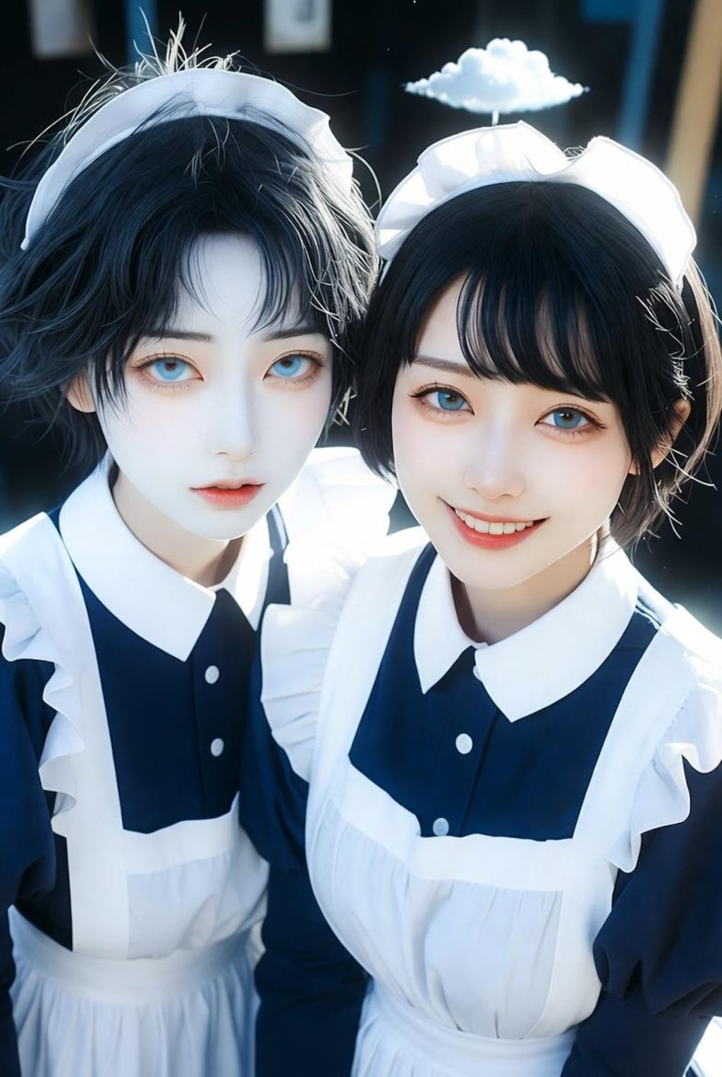 ショートカット母娘の2ショット