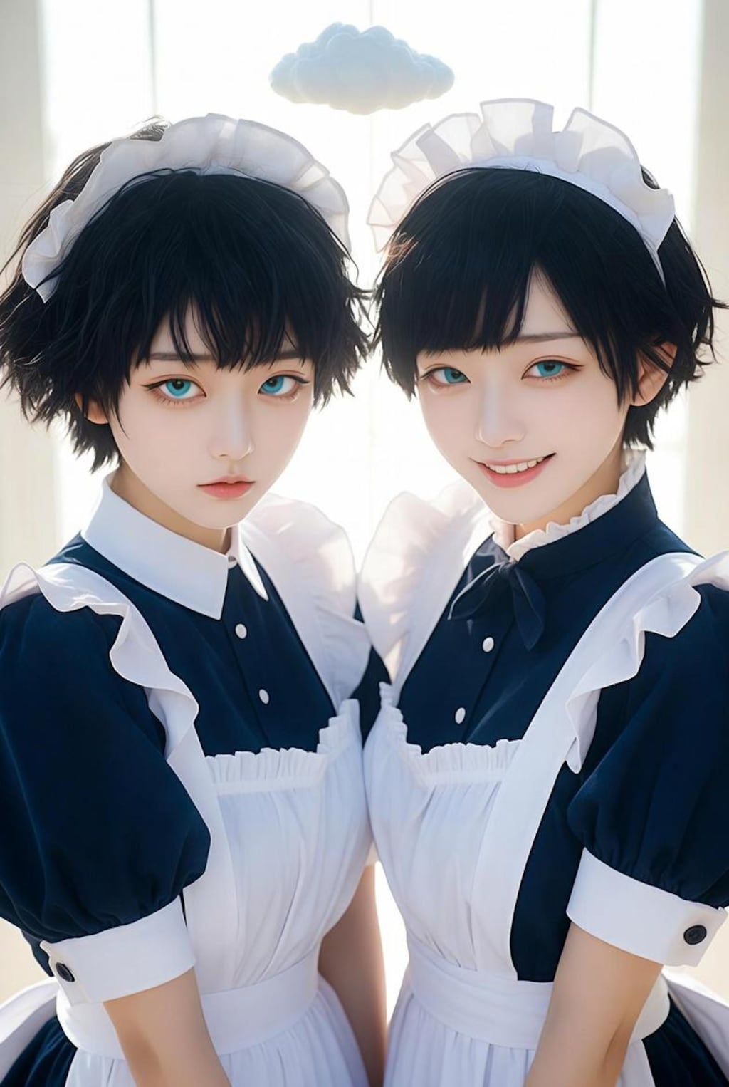 ショートカット母娘の2ショット