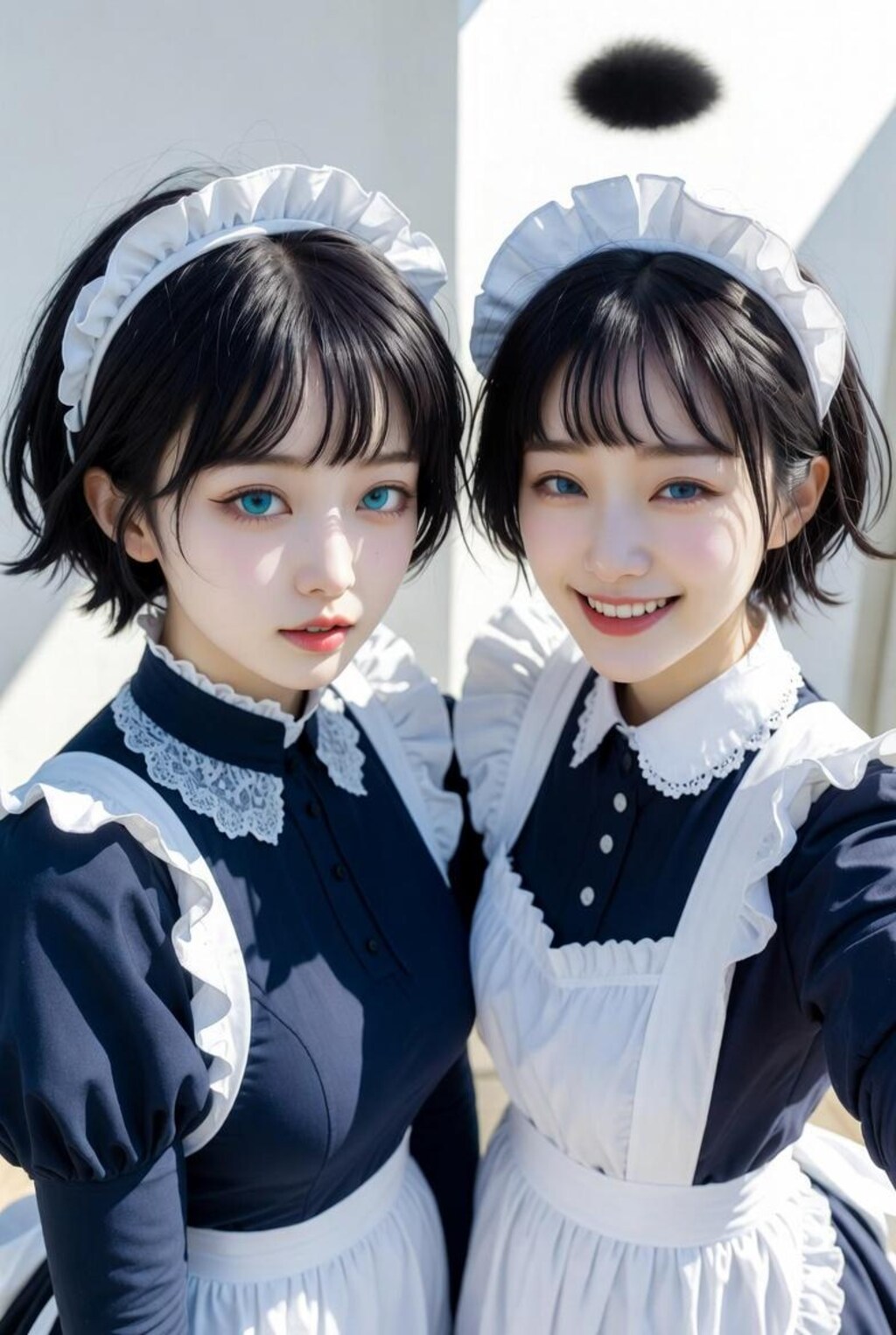 ショートカット母娘の2ショット