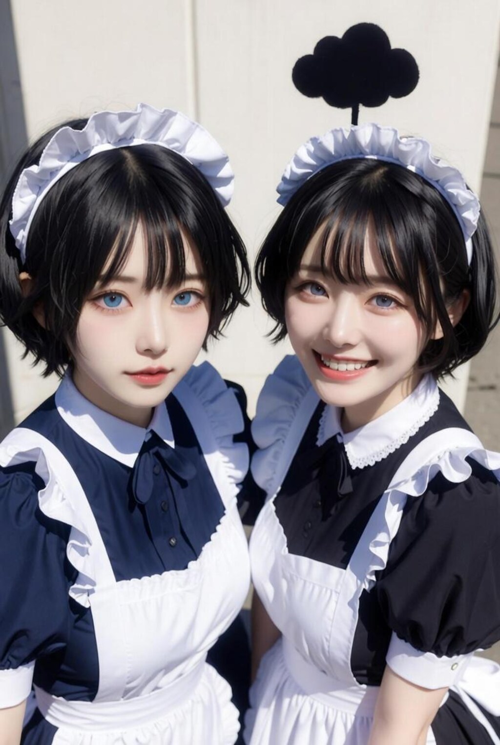 ショートカット母娘の2ショット