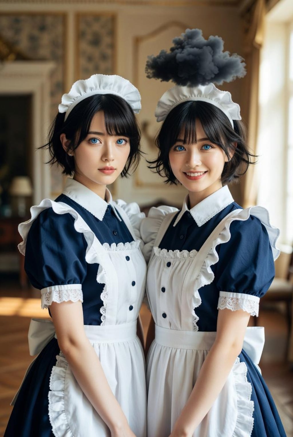 ショートカット母娘の2ショット