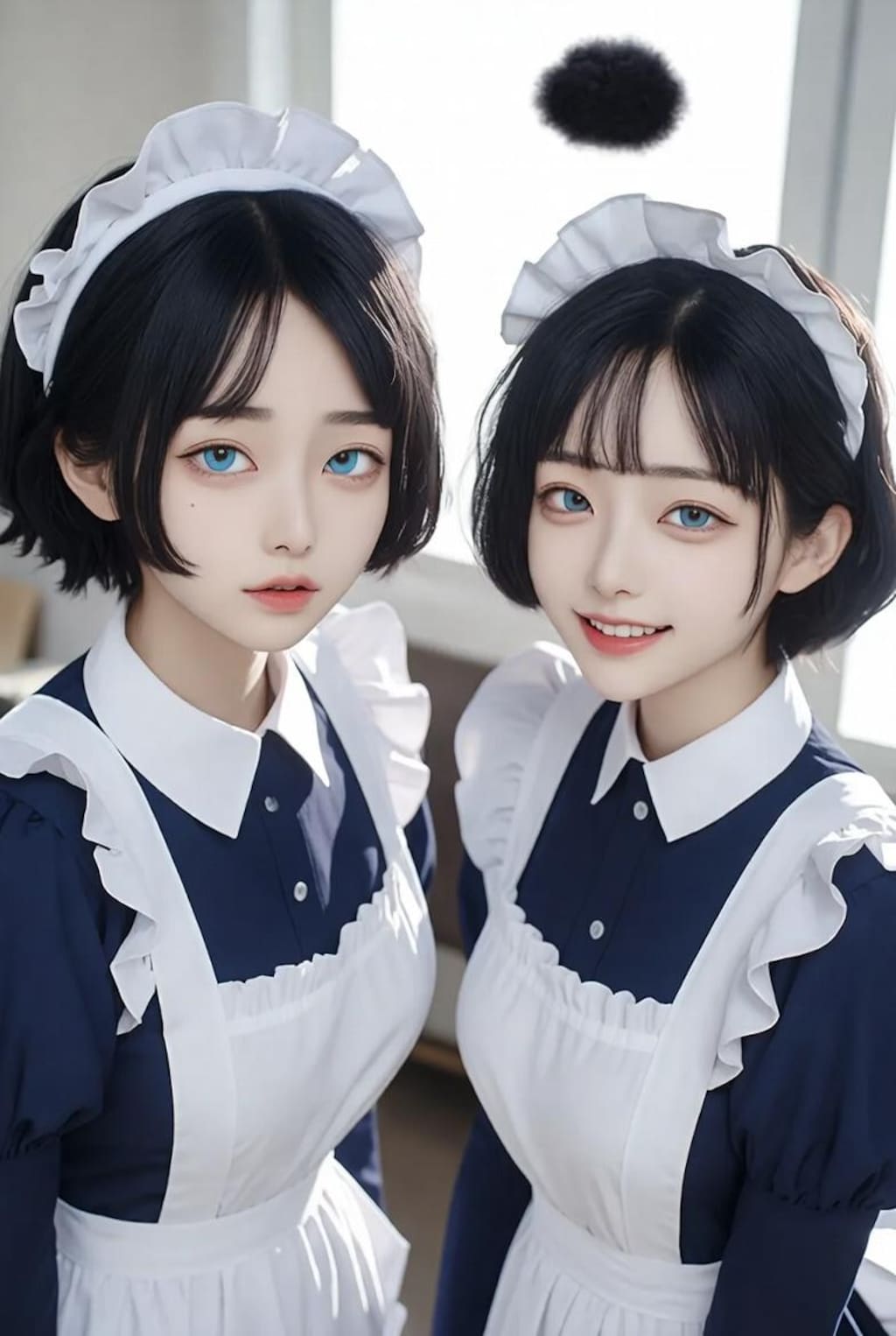 ショートカット母娘の2ショット