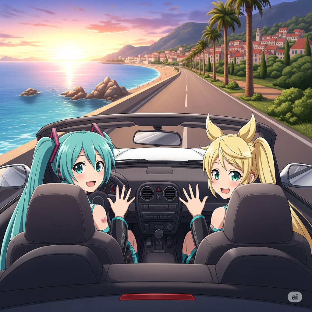 ミクさんフランスをドライブ