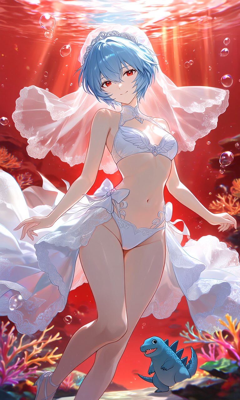 【おまけ】綾波レイ　赤い海でWeddingBikini