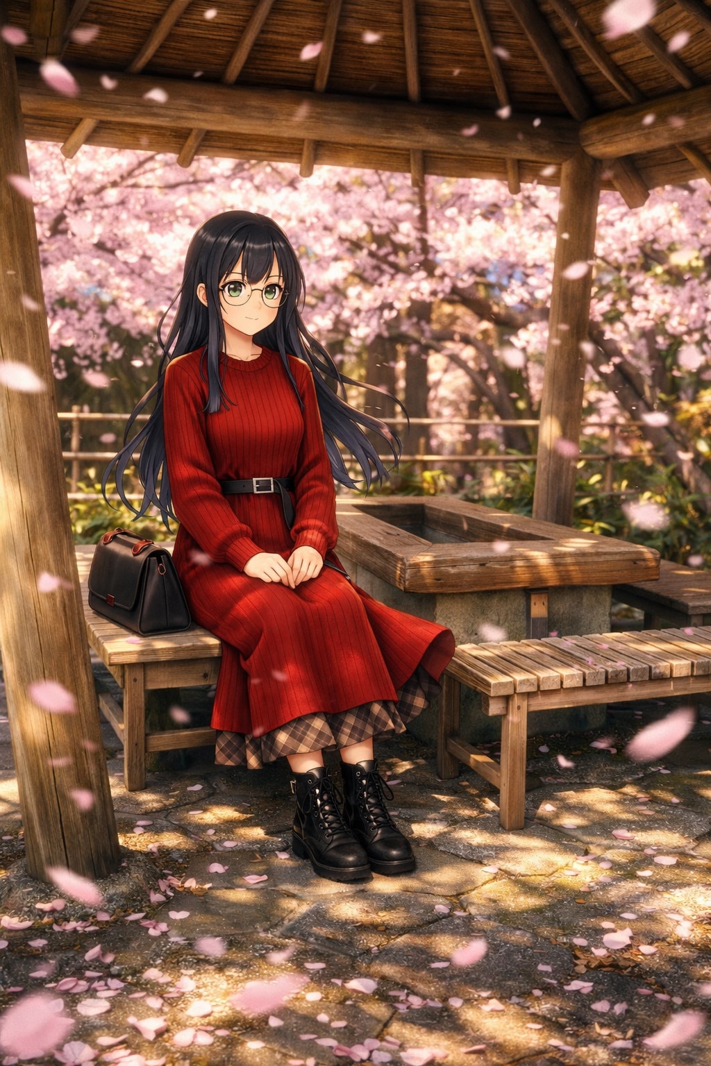 桜の東屋でひと休み | の人気AIイラスト・グラビア