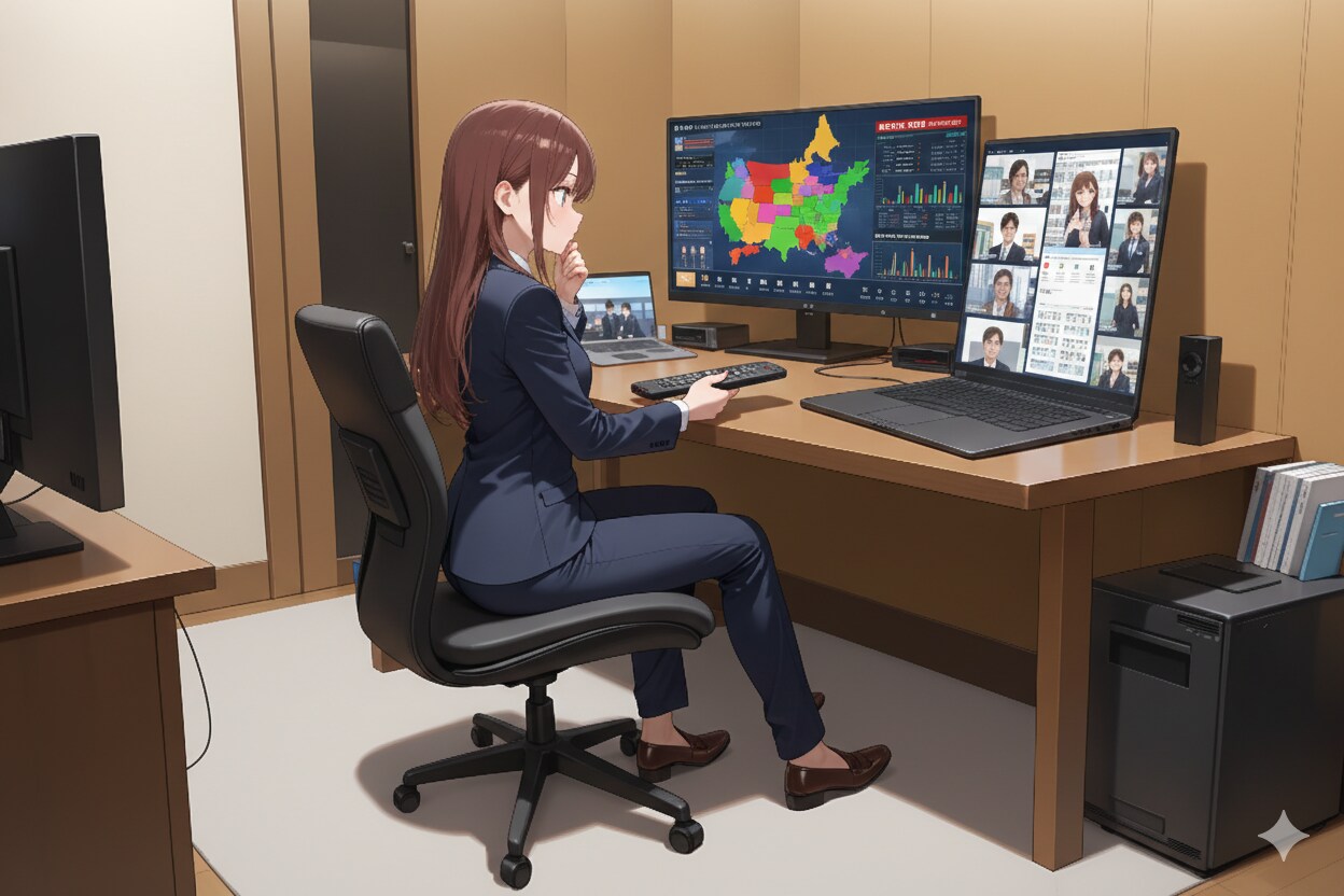 選挙を見守る桐島さん