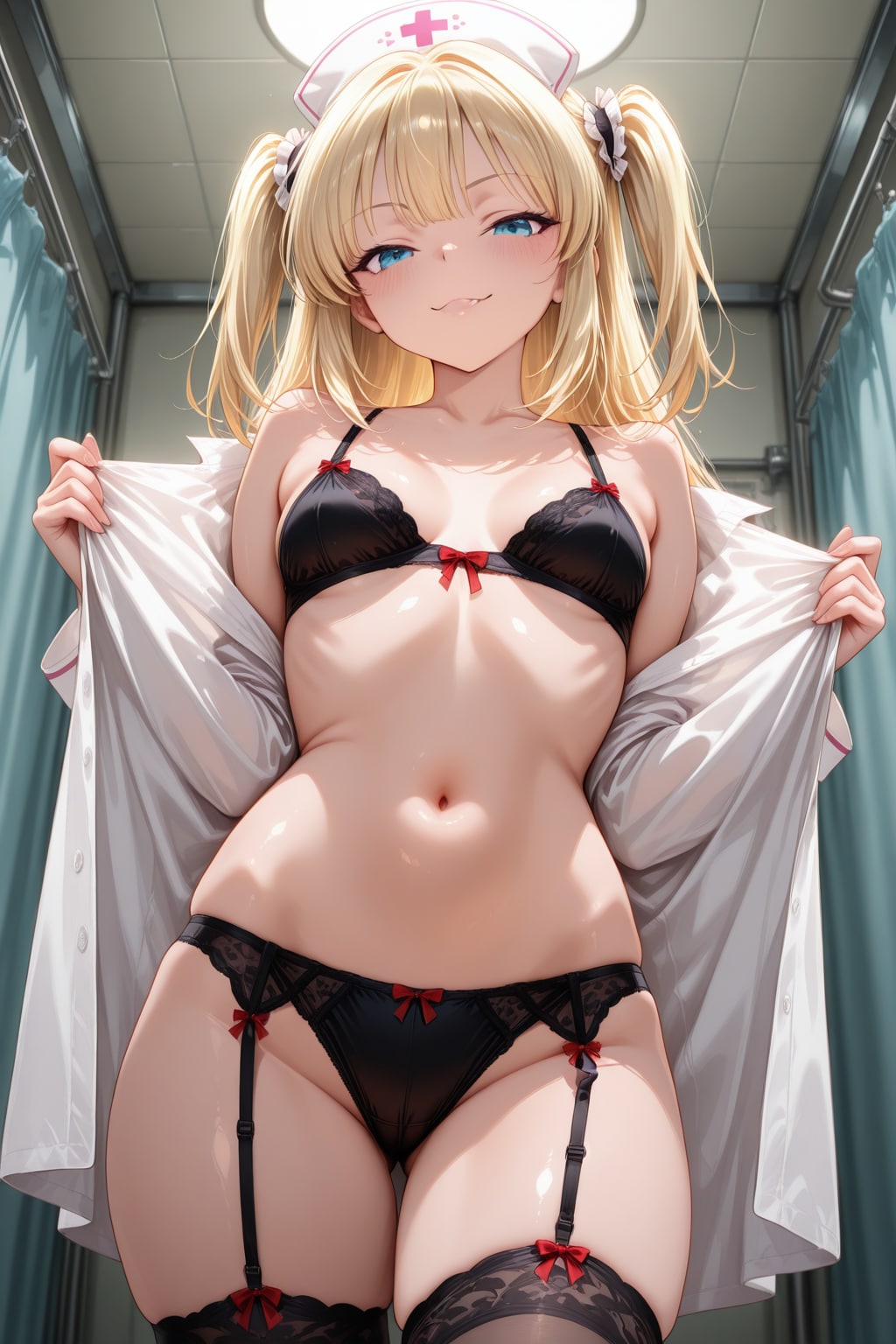 黒ランジェリーのナース