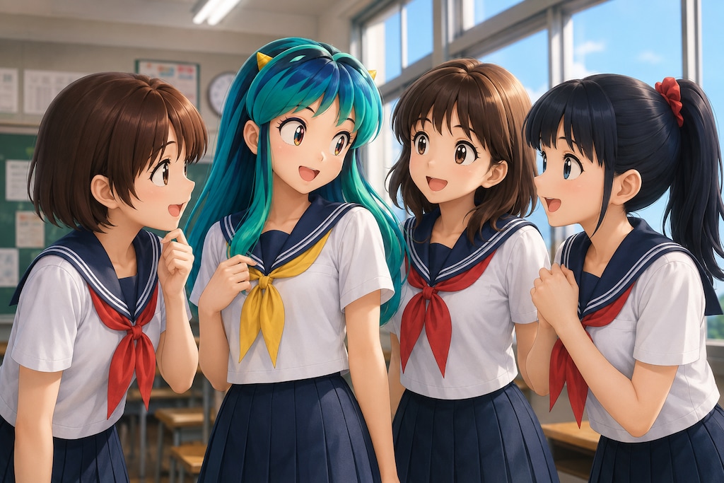 クラスメイトと談笑するラムちゃん