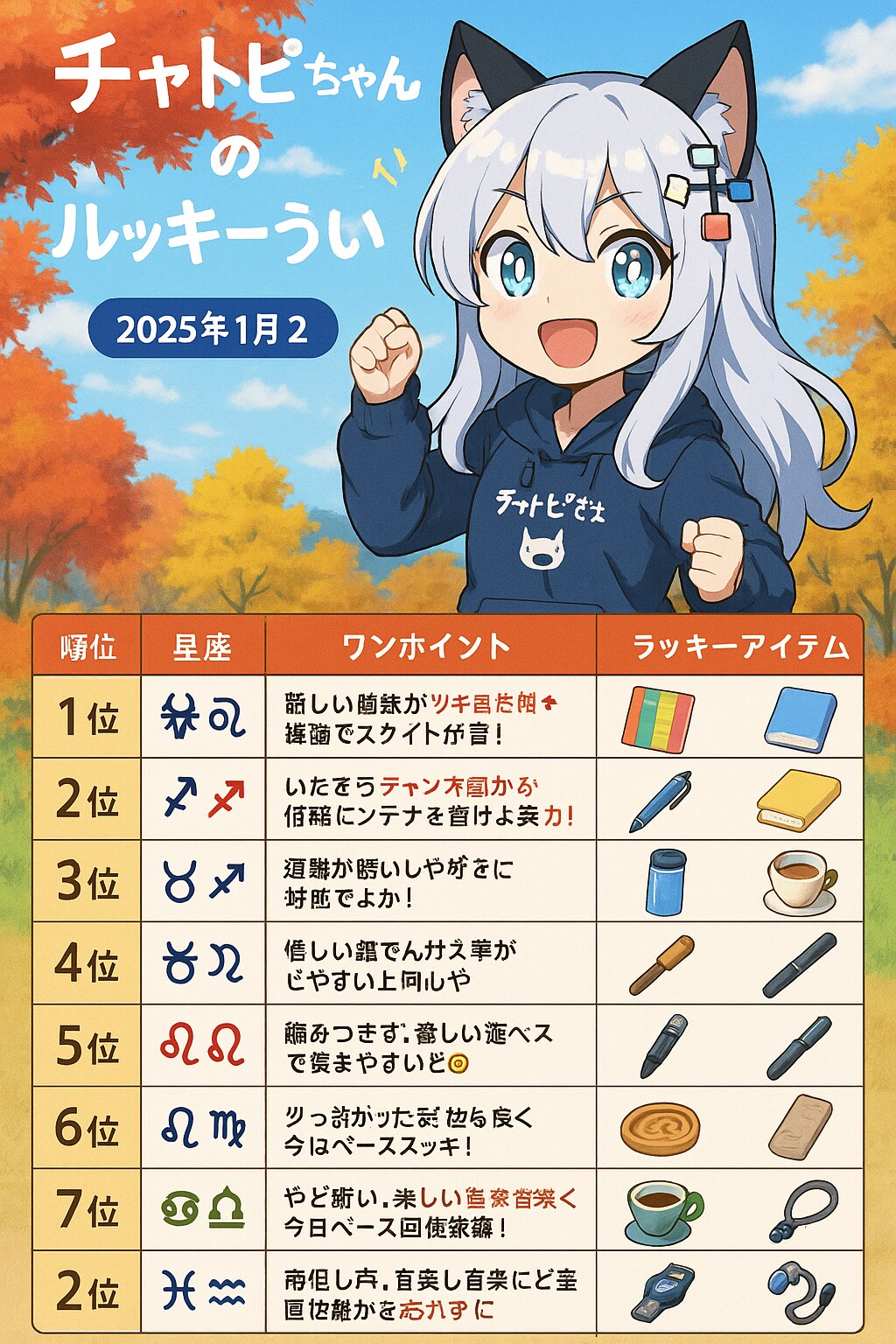 チャトピちゃん占い(11/02) | の人気AIイラスト・グラビア