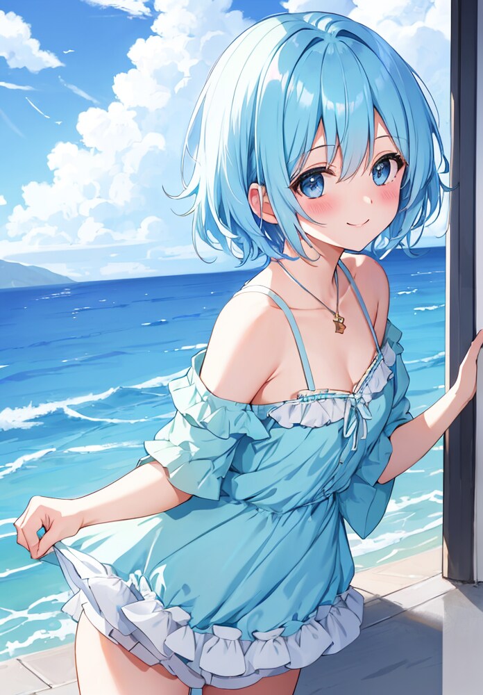水色ショートの女の子