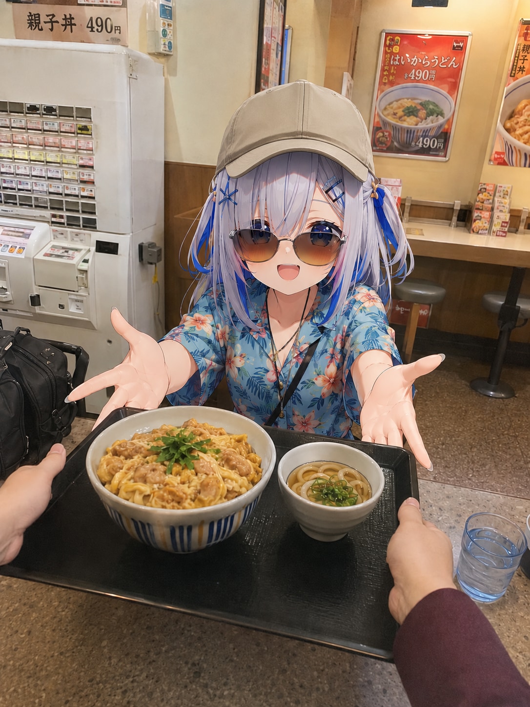 おしのびでチェーンうどんやさん(親子丼が美味しい)にきた天使さん(再投稿)