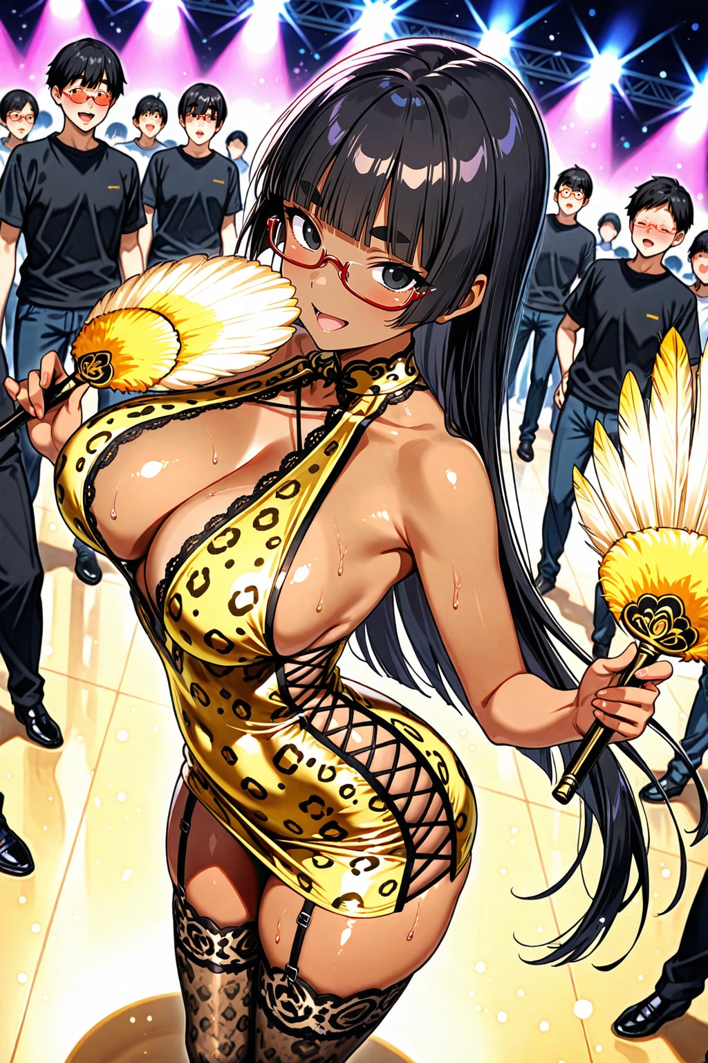 ヒョウ柄ボディコン太まゆ姉ちゃん