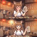 居酒屋で飲む小さな女の子とキラメキちゃん 2枚目