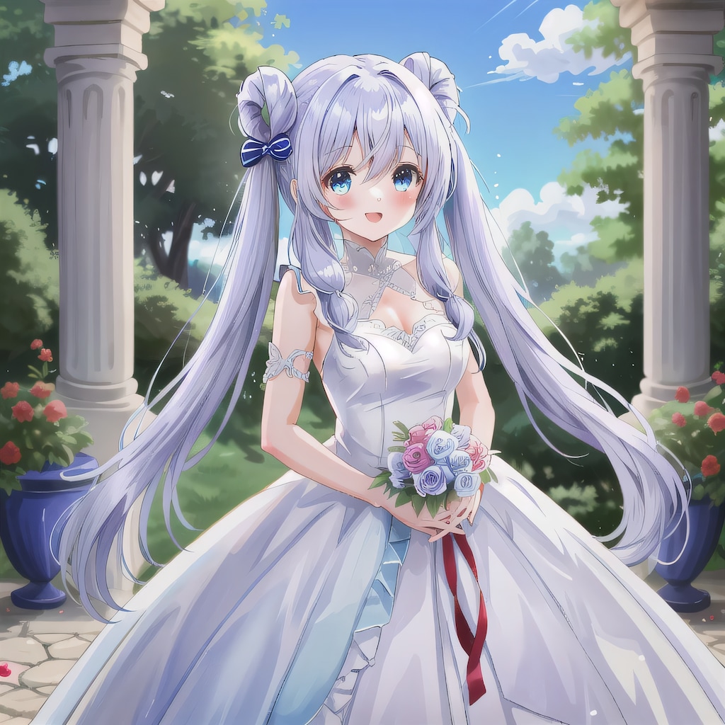 紫髪ロングでウェディングドレスの少女１１