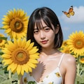 ひまわり畑と下着姿の女子大生 3枚目