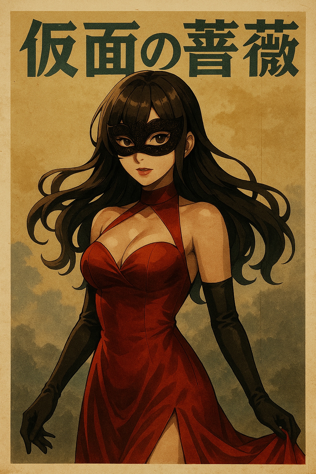 [昭和レトロ] 仮面の薔薇 ― 幻の銀幕怪盗 | の人気AIイラスト・グラビア