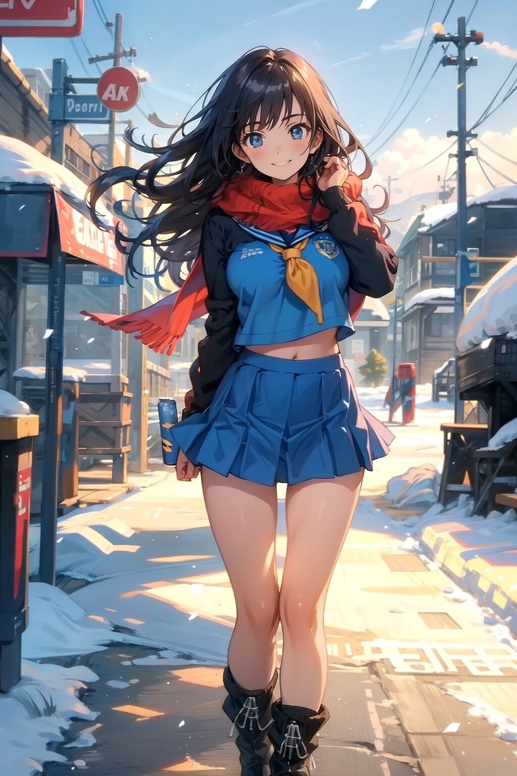 女子高生と雪景色　ー失敗しちゃた作品ですー