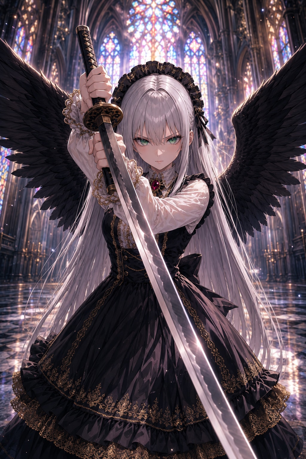漆黒の翼のゴスロリ剣士③ | の人気AIイラスト・グラビア
