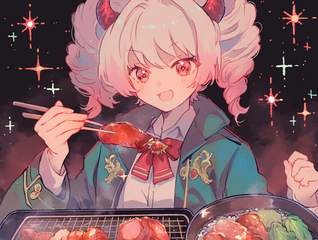焼き肉を食べるゆりあ