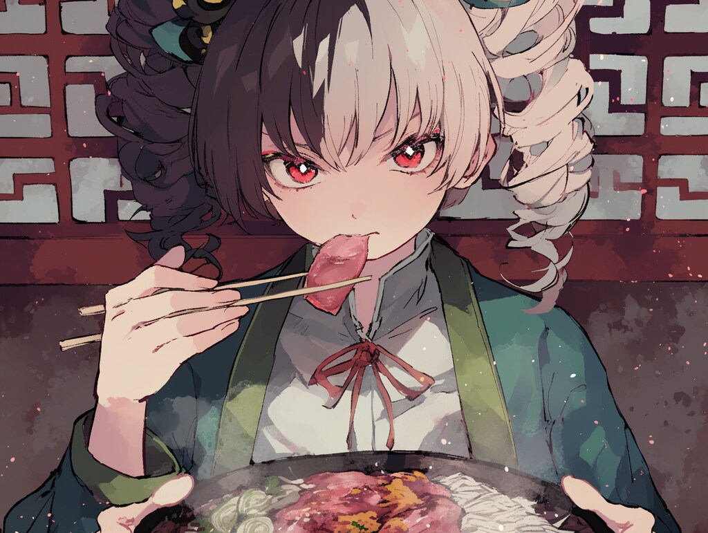 焼き肉を食べるゆりあ