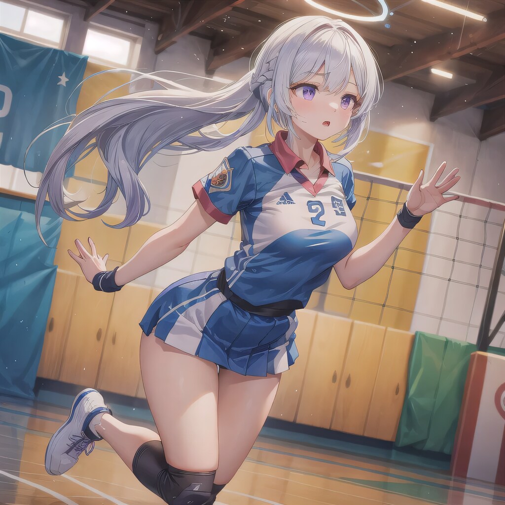 白髪ロングでユニフォームの少女１０