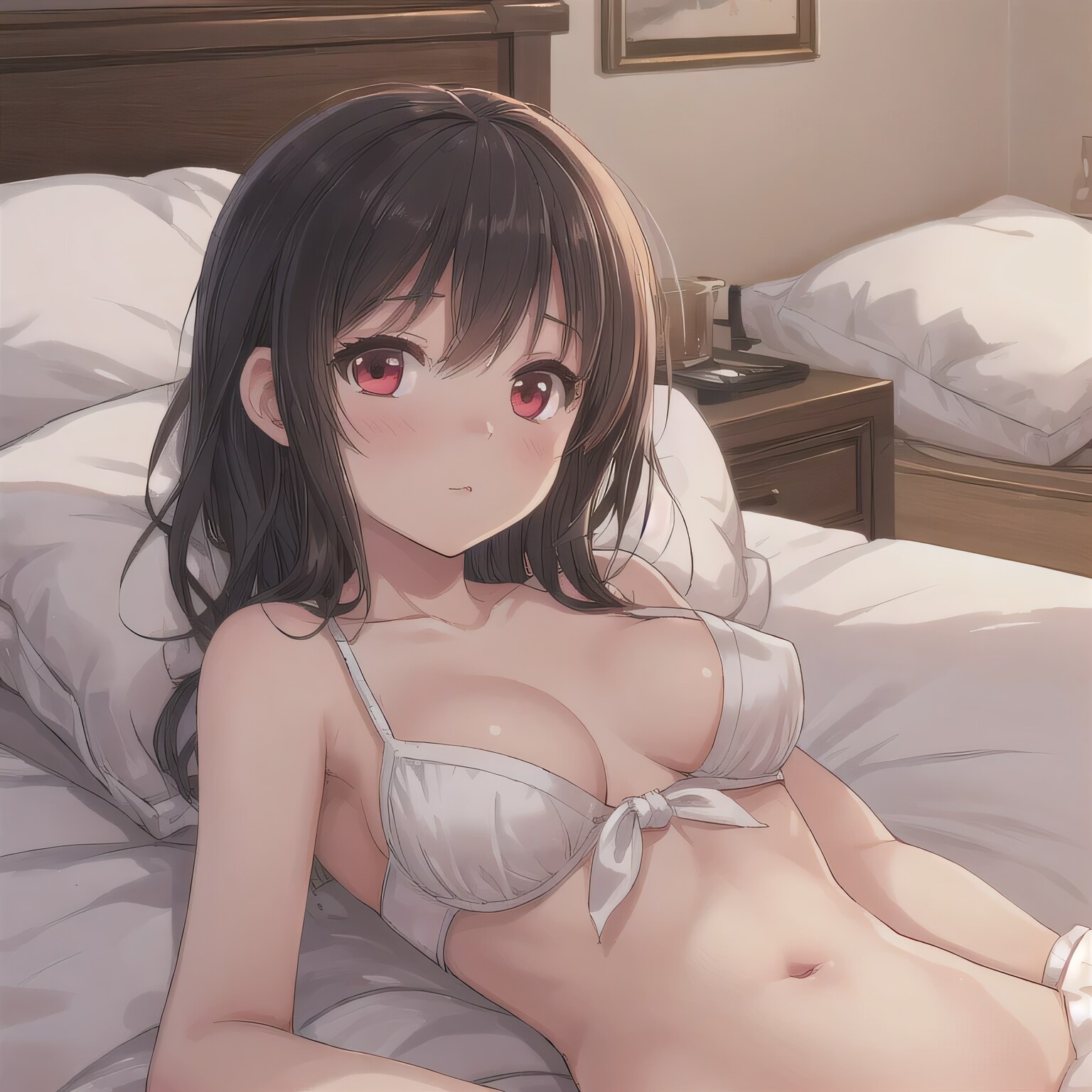 黒髪ロングで下着の少女８０