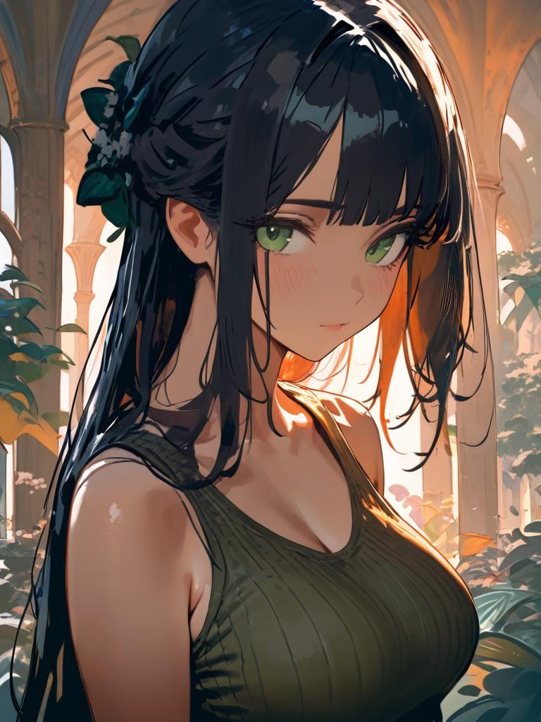 黒髪×緑目
