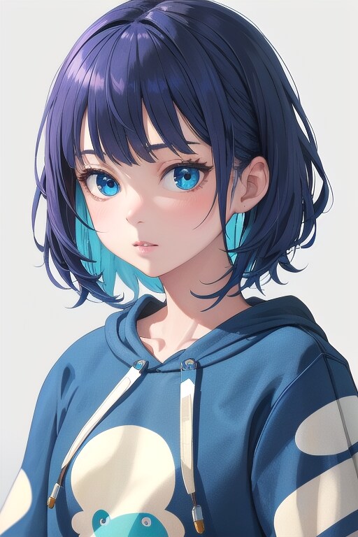 青いパーカー